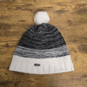 Frostbite Cozy Knit Pom-Pom Beanie For Kids Black and White One Size